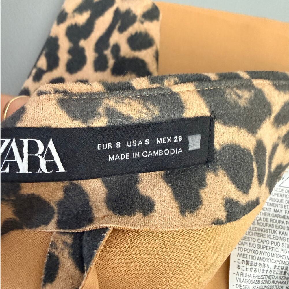 Zara Leopard Print Wrap Skort Mini Skirt Shorts Size S - Picture 7 of 9